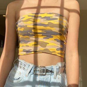 Yellow Camo Tube Top